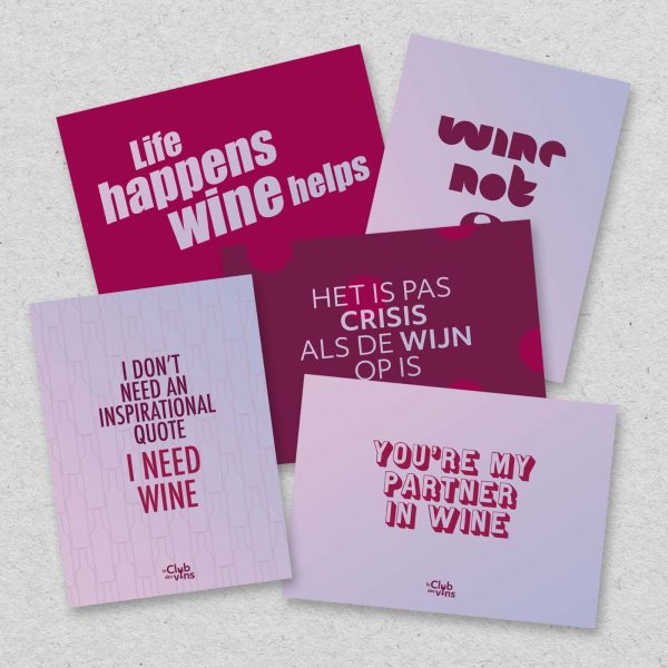 Setje kaarten wijn quotes