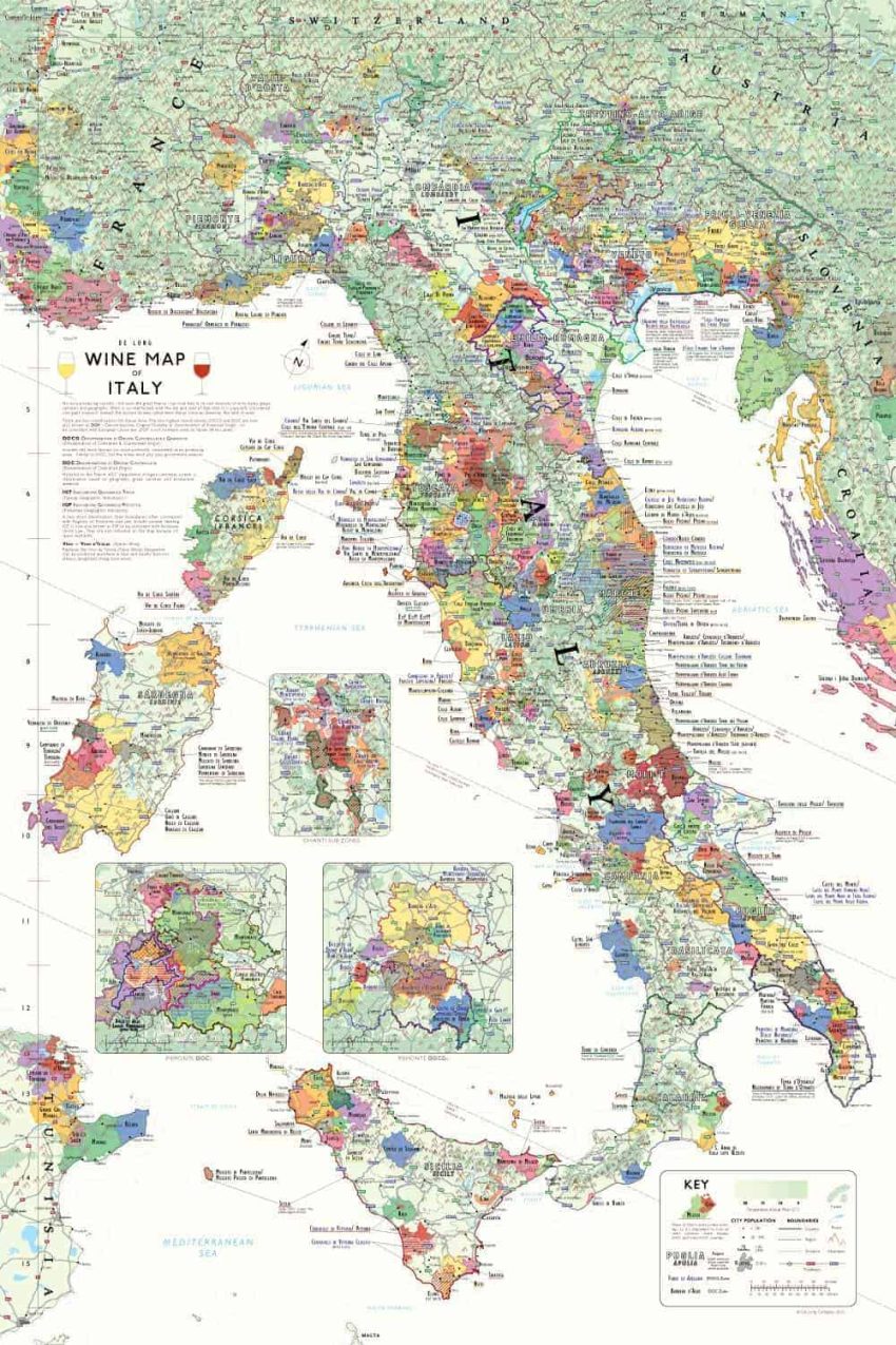Italiaanse wijngebieden poster