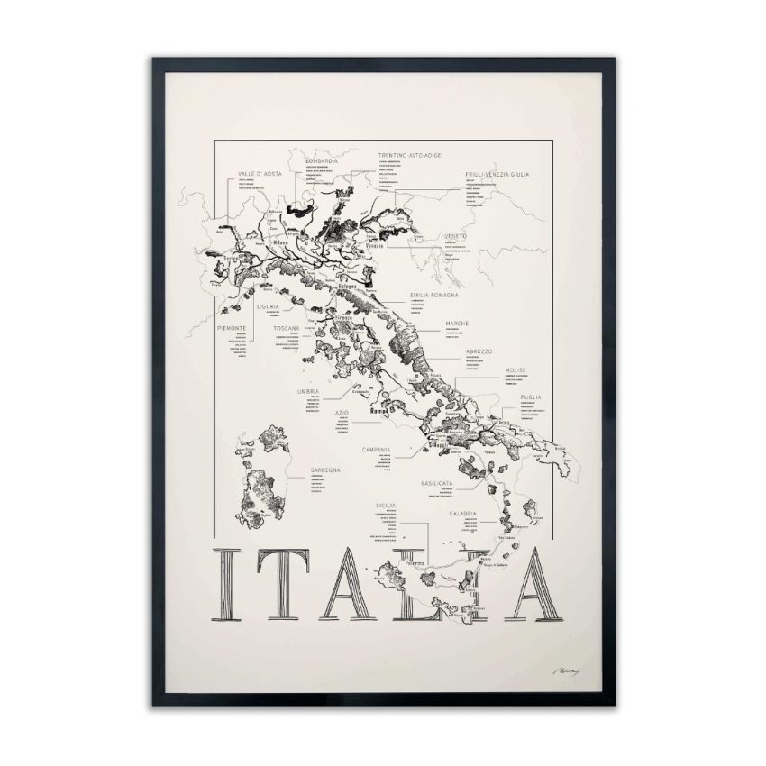 italie wijnkaart poster